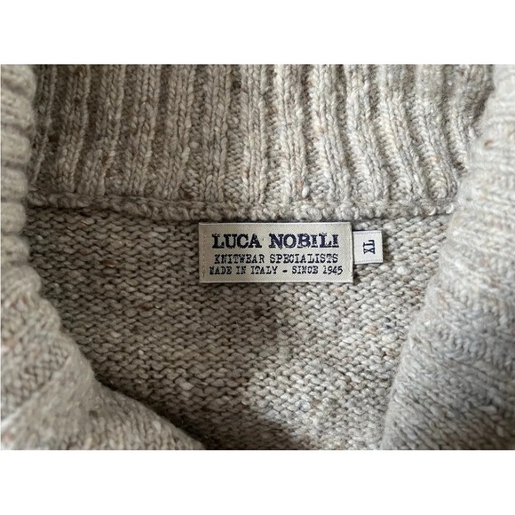 Luca Nobili Wool Blend Heather Beige Knit Sweater - Made in Italy- XL *H14 - Picture 2 of 3